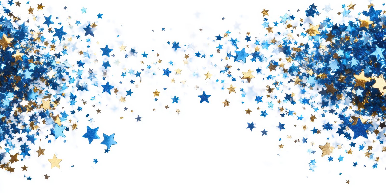 Colorful blue and gold star confetti creating a festive atmosphere for celebrations during special events